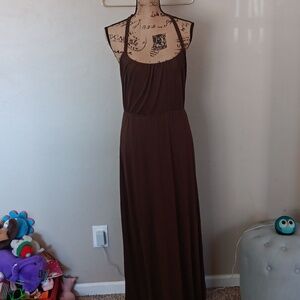 ANGL Olive Low Back Maxi Dress Size Large